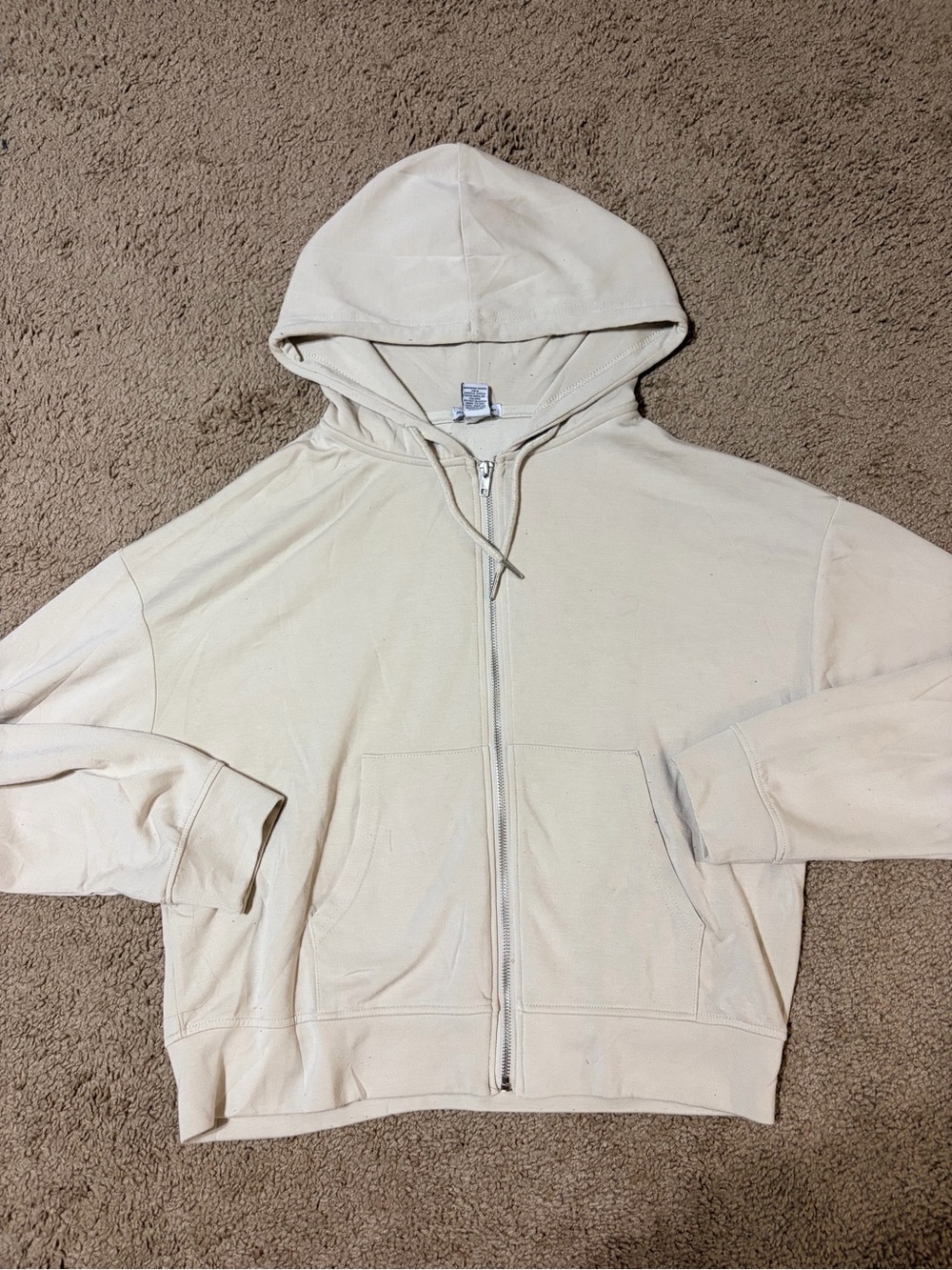Women's Zip-Up Hoodie Jacket in Cream